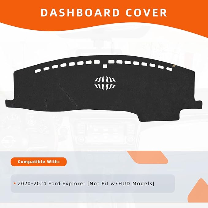 KEYOOG Dashboard Cover Dash Mat Fit for Fo-rd Explorer 2024-2020 (Without HUD Models),Car Dash Board Mat Anti-Glare Carpet,No