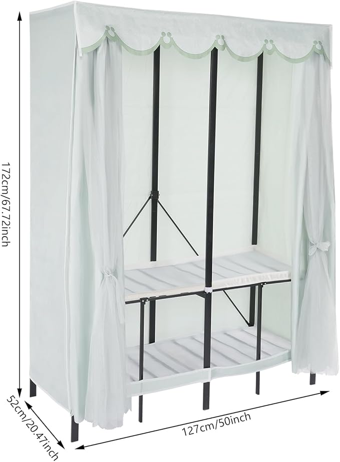 Foldable Portable Wardrobe Closet Rack, 50 * 20 * 68in Freestanding Clothing Storage Organizer for Bedroom,Apartments, Dormit
