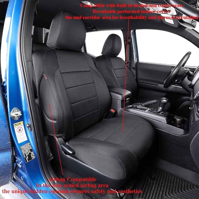 EKR Tacoma Front Car Seat Covers for Toyota Tacoma 2012 2013 2014 2015 (Regular Seats) Custom Neoprene Truck Seat Cover - Fro