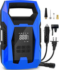 CARSUN AC/DC Tire Inflator Portable Air Compressor, Dual Power for Home 110V AC and Car 12V DC Air Pump with Pressure Gauge, Auto Shutoff, Tire Pump for Car Motorcycle Bike and Other Inflatables, Blue