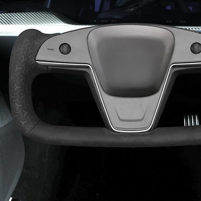 MEWANT Hand Stitched Tesla Model S Yoke Steering Wheel Cover Wrap for Tesla Model S 2021-2023 / Model X 2021-2023 Tesla Yoke Steering Wheel Accessories