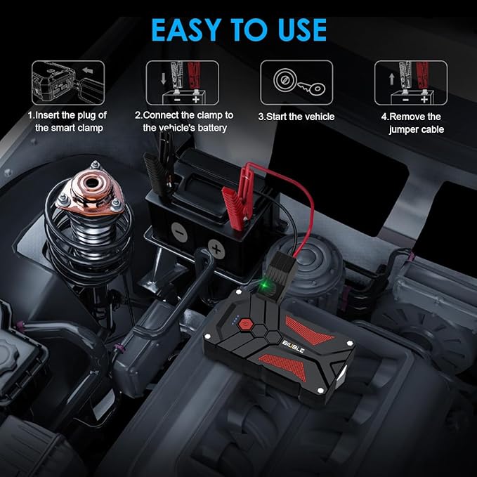 Jump Starter Car Jump Starter Auto Battery Booster Pack 5000A Peak 12V with USB-C Quick Charge,Lithium Jump Box with LED