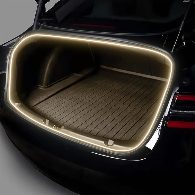 Trunk LED Light Strip for Tesla Model 3 2018-2023 - Waterproof & Easy Installation Interior Lighting Bar with Flexible Silicone, Trunk Ambient Lighting Accessories (DC 15V, Warm White)