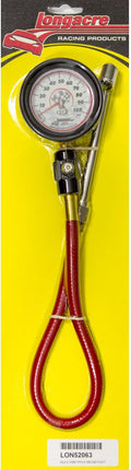 Longacre 52-52063 Tire Gauge, 2.5 in. 0-100 PSI w/Foot Valve