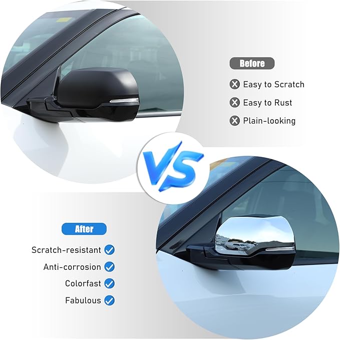 2PCS Side Door Mirror Cover for Toyota Tundra 2022-2025/ Sequoia 2023-2025, Car Exterior Rear View Mirror Housing Protector Cover Cap Self-adhesive Accessories ABS (with turn signal lights)