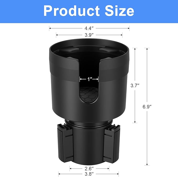 Car Cup Holder Expander, Large Cup Holder Extender for Car with Adjustable Base, Water Bottle Holder Adapter Fits Yeti, Hydro