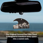ulu Lagoon Hanging Car Air Freshener | Tropical Beach Coconut Surf Wax Scent Mini Wave | Long Lasting Car Freshener, Closet a