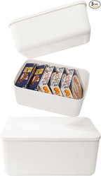 Yishyfier Plastic Storage Baskets Bins Boxes With Lids,Organizing Container White Storage Organizer Bins For Shelves Drawers 