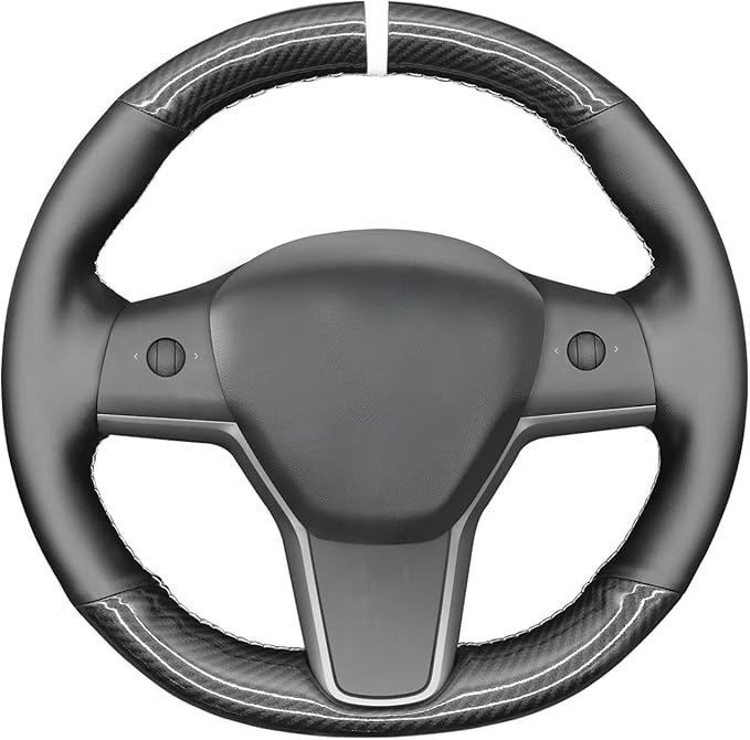 MEWANT Hand Stitched Steering Wheel Cover for Tesla Model 3 2017-2023 / Model Y 2020-2023 Accessories