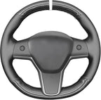 MEWANT Hand Stitched Steering Wheel Cover for Tesla Model 3 2017-2023 / Model Y 2020-2023 Accessories