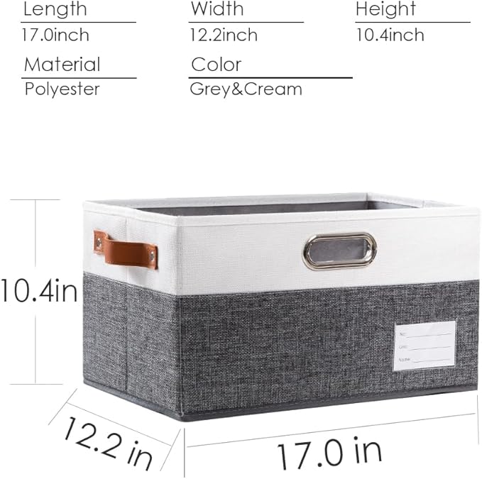 PRANDOM Larger Foldable Storage Bins with Handles [5-Pack] Fabric Collapsible Storage Boxes Baskets Cubes Containers with Han