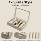 Bracelets Organizer Rods Bangles Display Holder, Clear See through Lid Leather Velvet Jewelry Storage Box Case for Women, 4 R