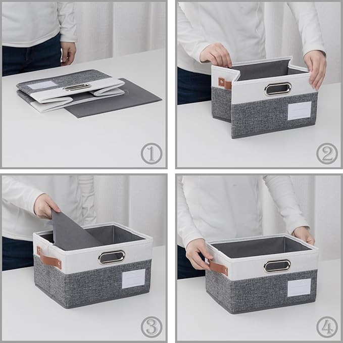 PRANDOM Foldable Storage Bins with Handles [3-Pack] Fabric Collapsible Storage Boxes Baskets Cubes Containers with Handles fo