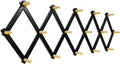 SKOLOO Accordion Wall Hanger with 16 Hooks, Modern Expandable Coat Rack Hat Rack for Wall, Solid Wooden, Natural on Black