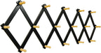 SKOLOO Accordion Wall Hanger with 16 Hooks, Modern Expandable Coat Rack Hat Rack for Wall, Solid Wooden, Natural on Black