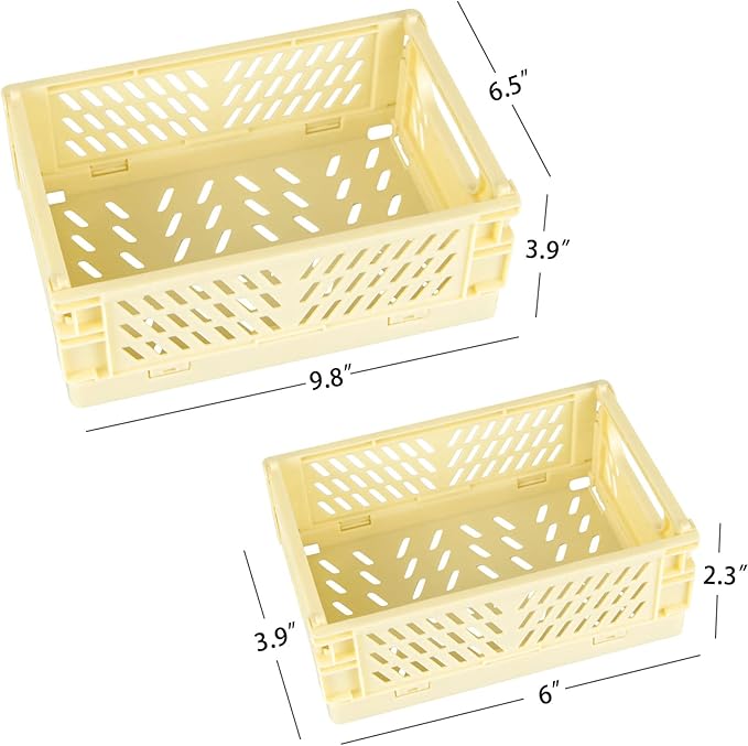Tixill 2-Pack Mini Foldable Plastic Baskets for Organizing and Storage, Collapsible Storage Crate for Home Kitchen Bedroom Ba