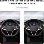 Car Breathable Steering Wheel Cover, Carbon Fiber Wear-Resistant D Shape Steering Wheel Protector for Comfy Grip, Universal N