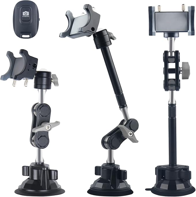 leepiya Phone Mount for car, 360° Adjustable Dashboard Windshield Car Phone Holder Mount, Ultra-Durable Metal,car Mount for Camera vlogging, Car Phone Mount for iPhone Samsung All Smartphones