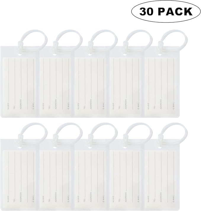 30 Pack Luggage Tags for Suitcases, Airplane Travel Essentials for Flying, International Travel Must Haves, and Luggage Acces