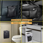 Smart LED Car Trash Can Waterproof Garbage Bag Passenger Side Artificial Leather Storage Pocket Leak Proof Reusable Traveling Portable Offices Toilet Garbage Cans Back Seat Hanging (Beige-1pack)