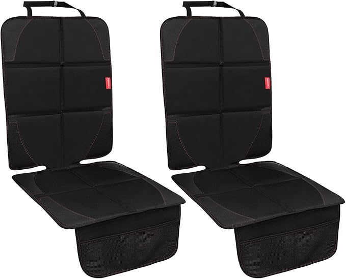 Car Seat Protector, 2 Pack Carseat Protector with Thick Padding, Baby/Pets for Child Car Seat-Mesh Pockets-Waterproof-Univers