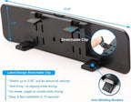 Universal 11.4 Inch Clip On Rearview Mirror - Anti Glare, Wide Angle - Convex - Blue Tint (Bonus 2 PCS Blind Spot Mirrors)