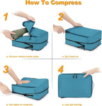 8 Set Compression Packing Cubes for Travel, Waterproof Luggage Organizers, Suitcase Organizer Set for Carry-On & Checked Bagg