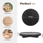 Round Decorative Tray Wood Bathroom Counter Organizer Farmhouse Kitchen Decor Wooden Riser for Soap Dish, Perfume, Candle, Sp