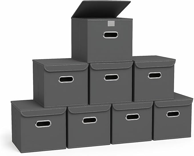 Closet Organizers Fabric Storage Bins With Lids Collapsible Cube Storage Organizer Basket With Handles,Storage Boxes for Clot