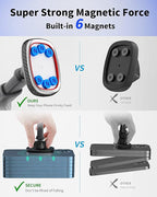 APPS2Car Magnetic Phone Mount, Dashboard & Windshield Suction Cup Car Phone Holder Mount with 6 Strong Magnets, Adjustable Telescopic Arm, Compatible with iPhone & Android Smartphones