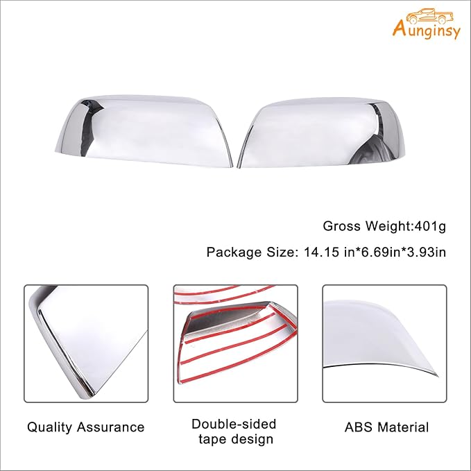 Car Door Rear View Mirror Cover Trim Compatible with Toyota Tundra 2007-2021 Sequoia 2008-2020 Exterior Rearview Mirror Housing Cap Protector Accessories, Only Fit Without Turn Signal Lights Version