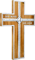 Wall Cross Retro Catholic Wooden Hanging Crosses Baptism with Metal Spiritual Religious Cross with Hook Silver Edge Blessed L