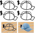 AHANDMAKER 6 Pcs Slat Wall Hat Display Rack Wall Mounted Durable Metal Hat Organizer Accessories for Baseball Caps Wigs Retai