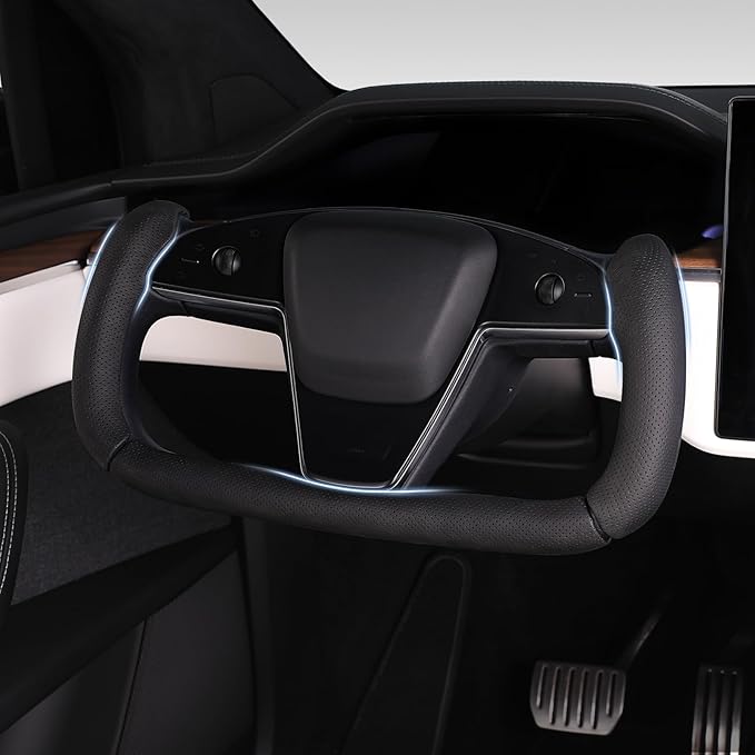 Steering Wheel Cover for Tesla Yoke Steering Wheel, Car Steering Wheel Cover for Tesla Model S 2021-Present/Model X 2021-Present Steering Wheel Accessories Black