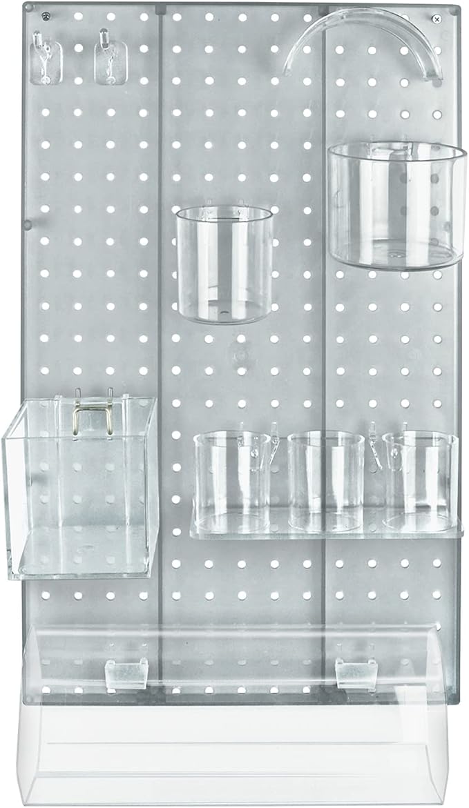 Azar Displays 900940-CLR The DIY Multi-Purpose 10-Piece Pegboard Wall Organizer Kit with One Panel and Accessory Assortment: 