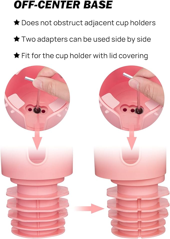 JoyTutus Cup Holder Tray for Car, Car Cup Holder Expander with 360°Rotation Tray, Large Cup Drink Holder Fit for Yeti/Hydro Flask, Detachable Food Tray Table, Pink Car Accessories