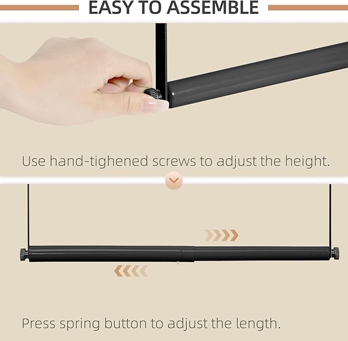 STORAGE MANIAC Adjustable Closet Rod Hanging Clothes Heavy Duty Closet Extender Hanging Rod Space-Saving Clothes Hanging Bar 