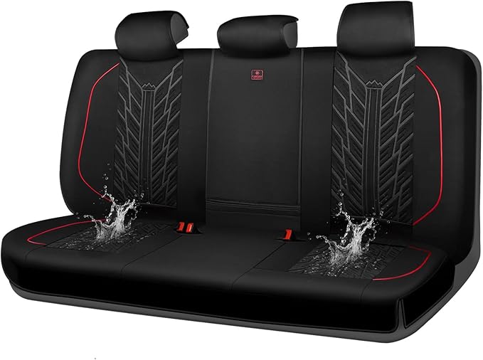 CAR PASS Waterproof Split Bench Seat Covers,Neoprene Rear Seat Covers,All-Weather Non-Slip Durable, Universal Fit for SUVs Se
