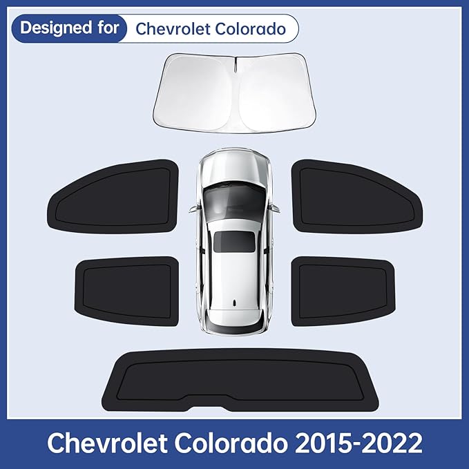 Car Window Shades for Chevrolet Colorado 2015-2022, Full Car Window Covers for Privacy, Sunshades for Colorado Front Rear Windshield Side Windows to Block UV and Protect Privacy(6pcs)