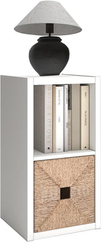 CTESNE【2026 Wooden Thick Frame 2 Cube Storage Organizer Shelf with Anti-Tipping Kits + Reversible Open Back Bookcase, Horizon
