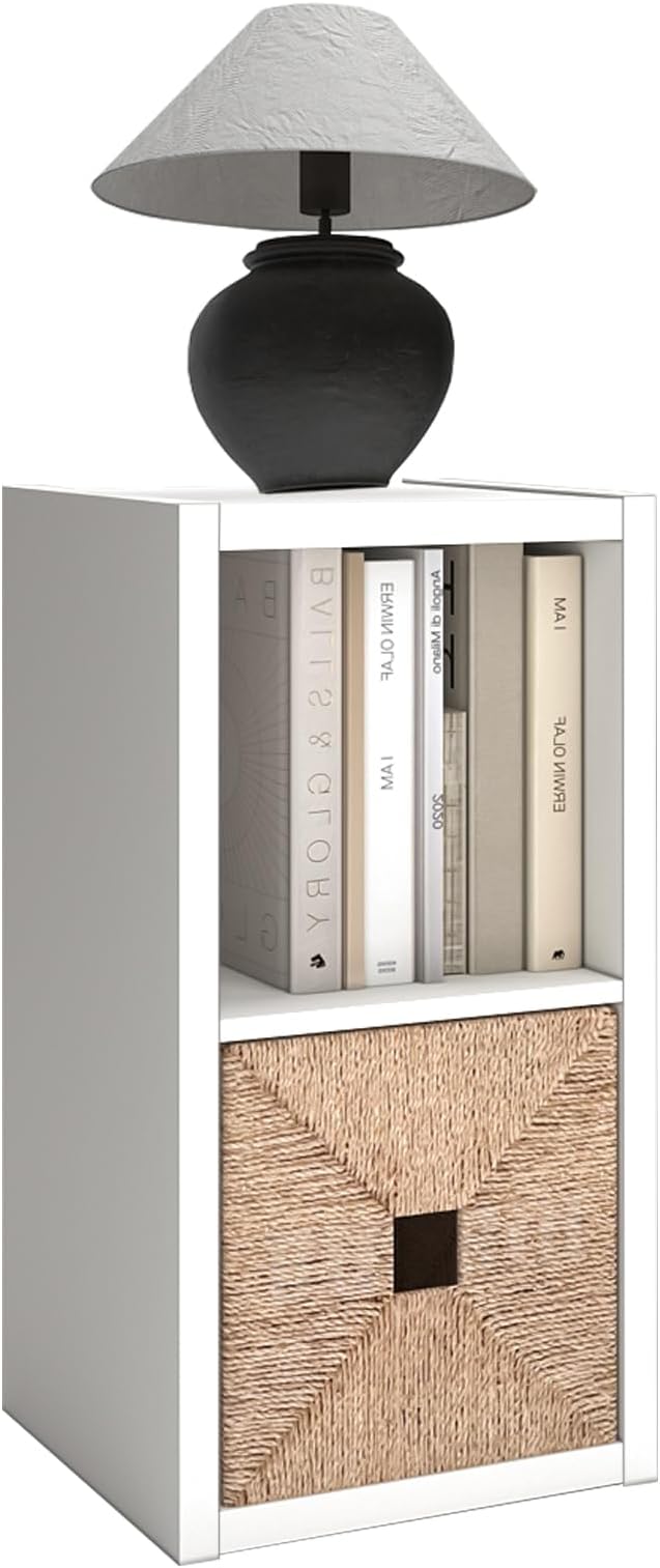 CTESNE【2026 Wooden Thick Frame 2 Cube Storage Organizer Shelf with Anti-Tipping Kits + Reversible Open Back Bookcase, Horizon