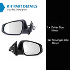 TRQ Driver and Passenger Side Mirror Set Power Heated Blind Spot Detection Puddle Light Paint to Match Compatible with 2014-2