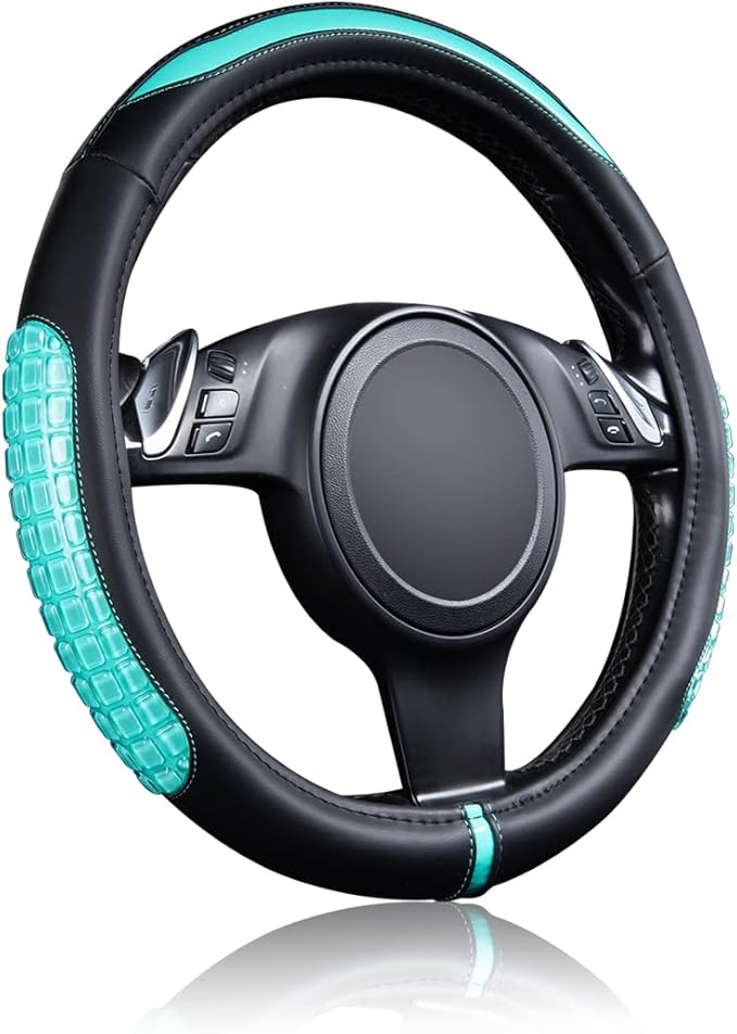 Flying Banner car Steering Wheel Cover Gel Massage Velvet Cool Warm Universal Size 15 inches SUV Truck Anti Slip Odorless Sum
