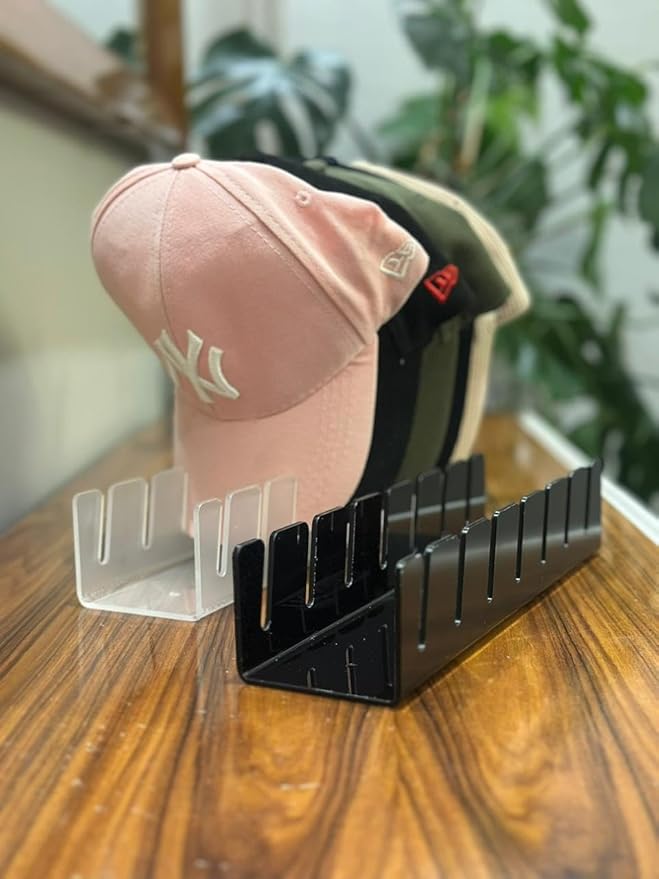 Acrylic Cap Organizer for Baseball Caps – Wall Mounted Hat Rack Holder for 7 Hats, Hat Stand Display, Closet & Wall Storage w