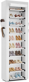 ROJASOP Shoe Rack with Covers 10 Tier Large Shoe Organizer Tall Shoe Closet Storage for 20-22 Pairs Shoe and Boot, Free Stand
