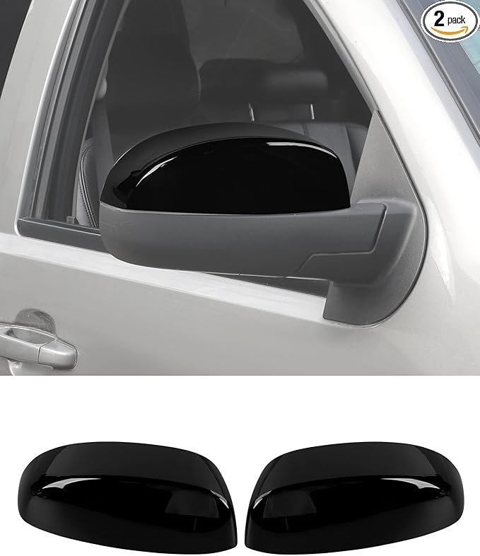 Rearview Mirror Half Caps Covers Compatible with 2007-2014 Chevy Silverado GMC Sierra Avalanche Tahoe Suburban Yukon Escalade ESV Left Right Side View Upper Mirror Cover Caps, Black
