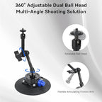 UTEBIT 6" Suction Cup Camera Mount with Ball Head Magic Arm, Metal Suction Cup Mount on Car Windshield Dash for Camera/Phone Holder, 1/4" Screw Action Camera Mount for DJI Action 5 Pro/4, Insta360 x5
