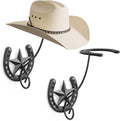 Cowboy Hat Holder for Wall 2 Pack Metal Iron Cowboy Hat Rack Western Hat Hanger Horseshoe Hooks Storage Cowboy Hat Organizer 