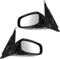 TRQ 2 Piece Driver and Passenger Side Mirror Assembly Set Electric Adjustment Heated Memory Black Compatible with 2009-2013 I