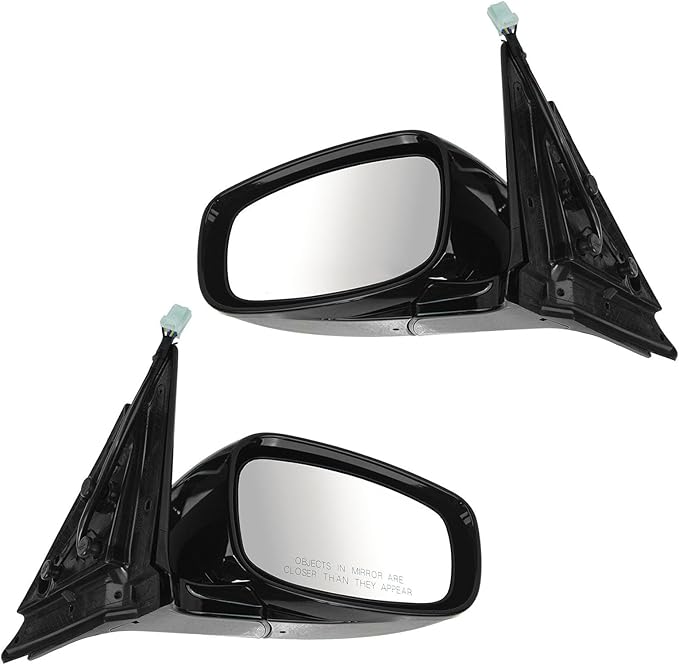 TRQ 2 Piece Driver and Passenger Side Mirror Assembly Set Electric Adjustment Heated Memory Black Compatible with 2009-2013 I